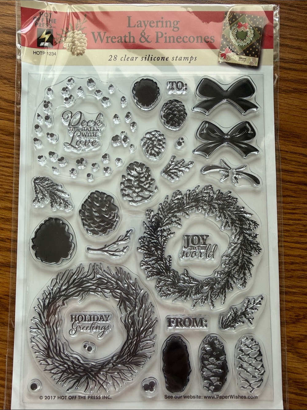 Hot off the Press Layering Wreath & Pinecones Clear Silicone Stamp Set
